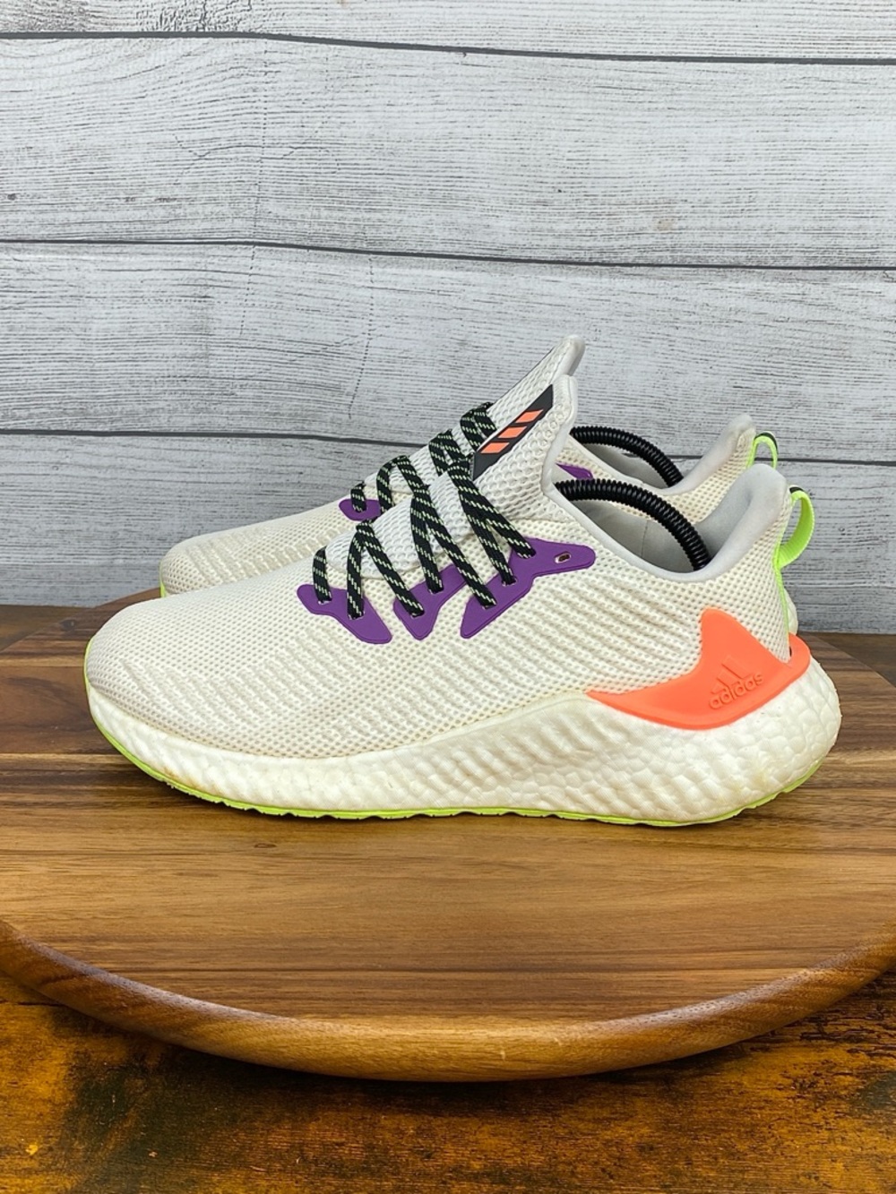 adidas Alphaboost White Signal Green Orange Shoes FW4543 Men’s Sneaker Size 10